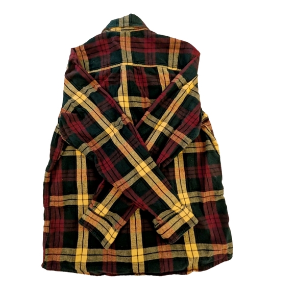 L.L. Bean Men's Long Sleeve Flannel Button-Up Red Yellow Green Size M - Picture 3 of 4